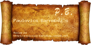 Paulovics Barnabás névjegykártya